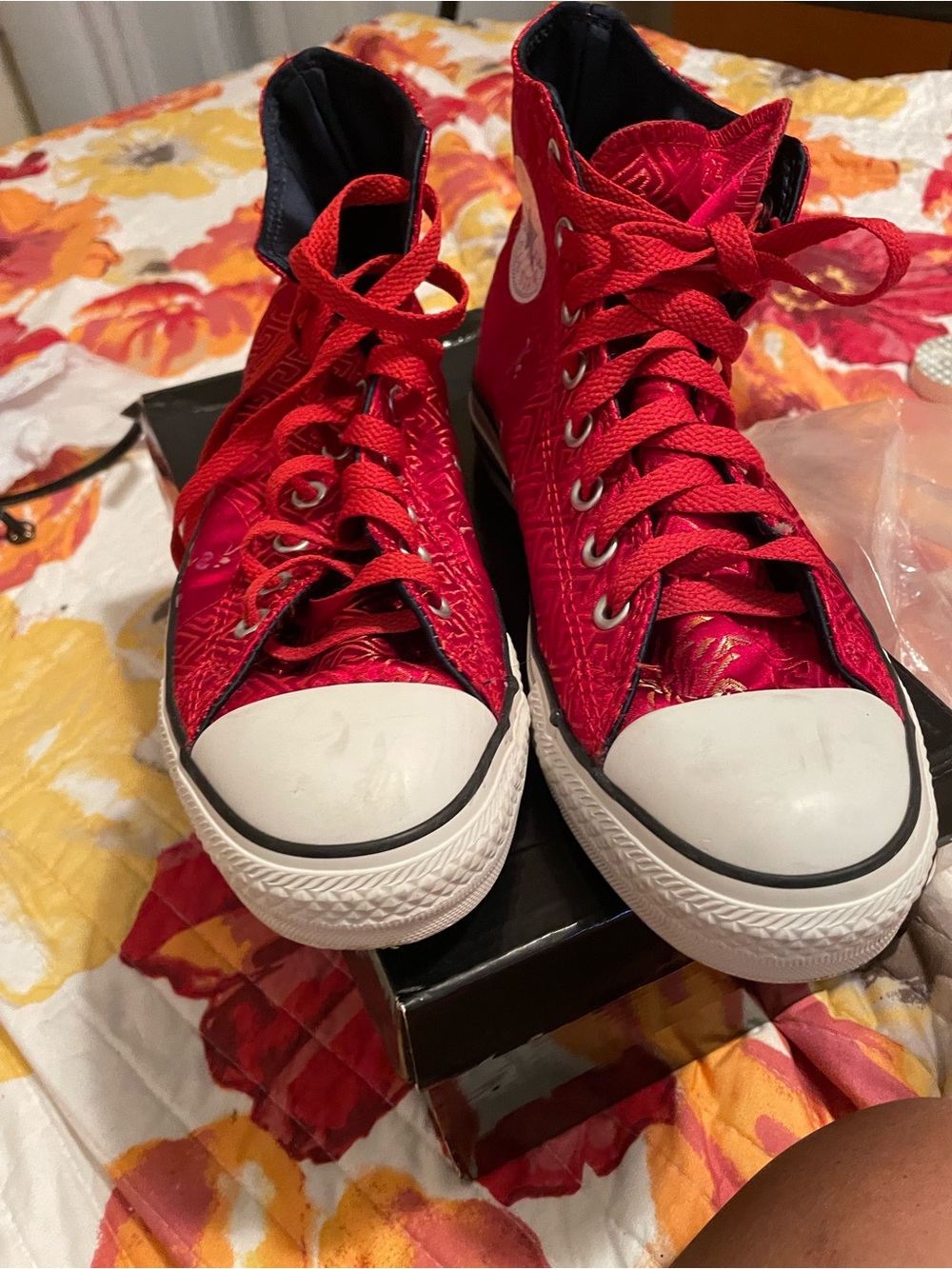 Converse Chuck Taylor All Star Red Blue White Patch Sneakers
